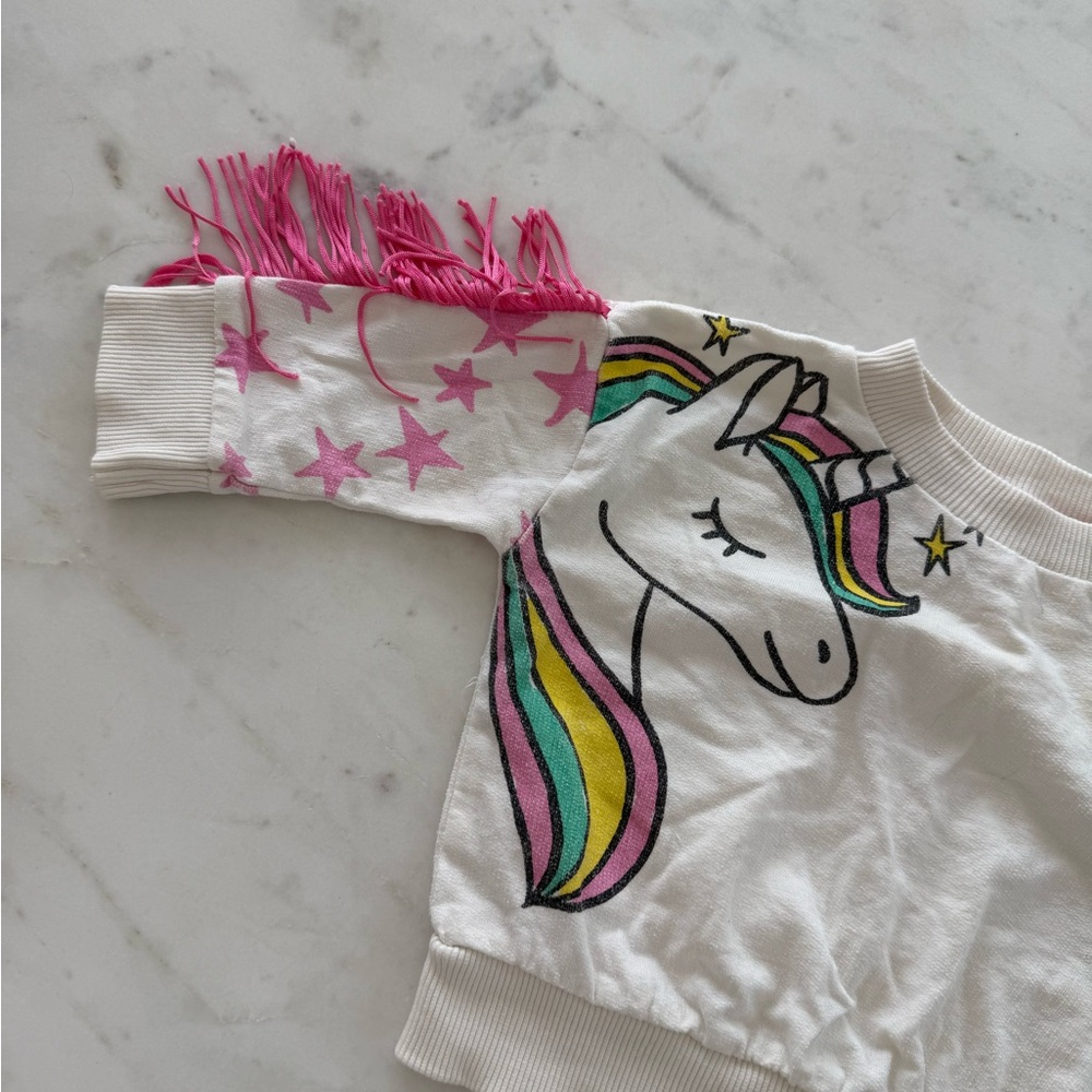 Sovereign Code White Unicorn Sweatshirt with Pink Fringe - Picture 2 of 4